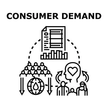 Consumer demand impacting global resources and market analysis Stock Illustration