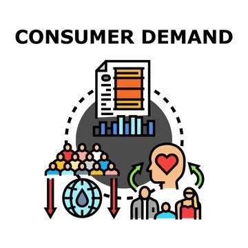 Consumer demand impacting global resources and market analysis Stock Illustration