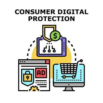 Consumer digital protection securing online purchases and data privacy Stock Illustration