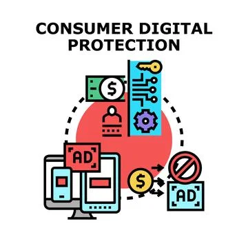 Consumer digital protection system regulating online advertising Stock Illustration