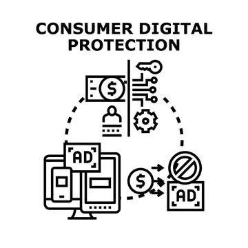 Consumer digital protection system regulating online advertising Stock Illustration