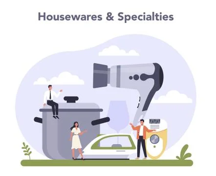 Consumer durables production. Houseware electronics, furniture and homebuilding Stock Illustration