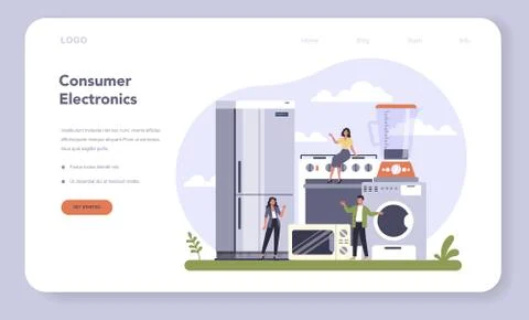 Consumer durables production web banner or landing page. Stock Illustration