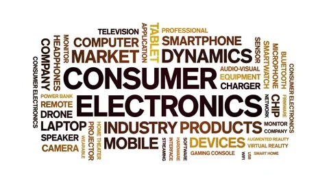 Consumer Electronics animated word cloud,animation typography seamless loop. Stock Footage 328058796