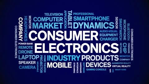 Consumer Electronics animated word cloud,animation typography seamless loop. Stock Footage 328059835