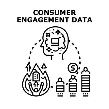Consumer engagement data analytics and customer loyalty management Stock Illustration