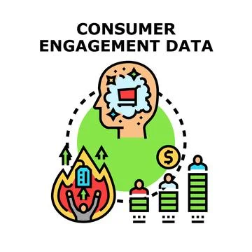 Consumer engagement data analytics and customer loyalty management Stock Illustration