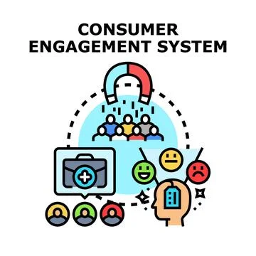 Consumer engagement system attracting customers to service Stock Illustration