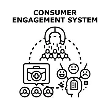 Consumer engagement system attracting customers to service Stock Illustration