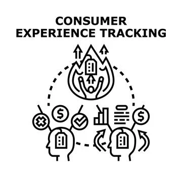 Consumer experience tracking analyzing user feedback Stock Illustration