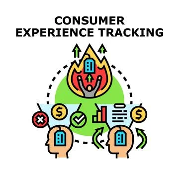 Consumer experience tracking analyzing user feedback Illustrazione stock