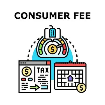 Consumer fee concept calculating tax and payment terms Stock Illustration