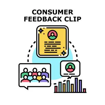 Consumer feedback clip documenting customer opinion and data Stock Illustration