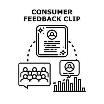 Consumer feedback clip documenting customer opinion and data Stock Illustration