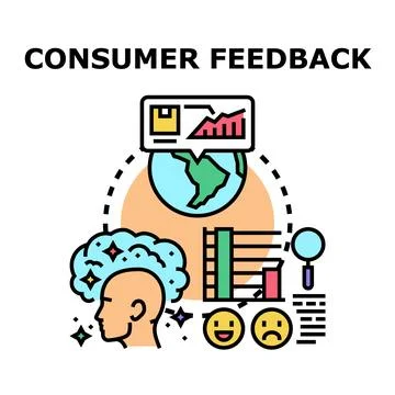 Consumer feedback concept collecting global client data Illustrazione stock