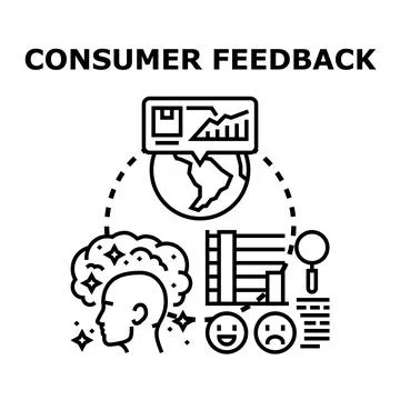 Consumer feedback concept collecting global client data Stock Illustration