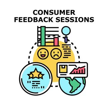Consumer feedback sessions analyzing client satisfaction data Stock Illustration