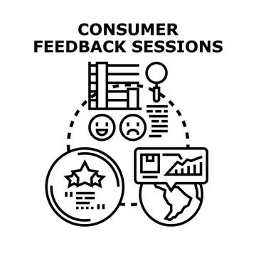 Consumer feedback sessions analyzing client satisfaction data Stock Illustration