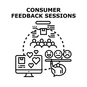 Consumer feedback sessions evaluating product and service quality Stock Illustration