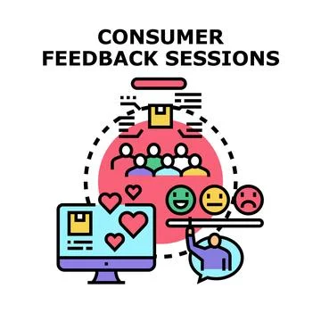 Consumer feedback sessions evaluating product and service quality Stock Illustration