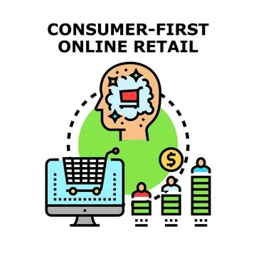 Consumer first online retail strategy for business Stock Illustration
