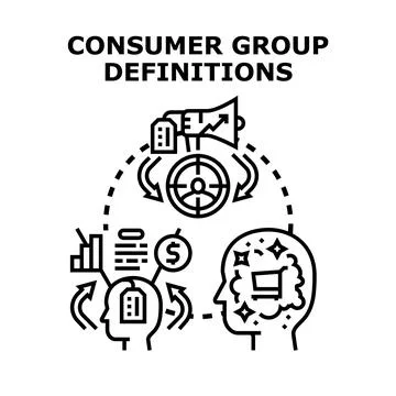 Consumer group definitions studying targeting and buying behavior Stock Illustration