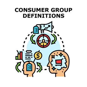 Consumer group definitions studying targeting and buying behavior Stock Illustration