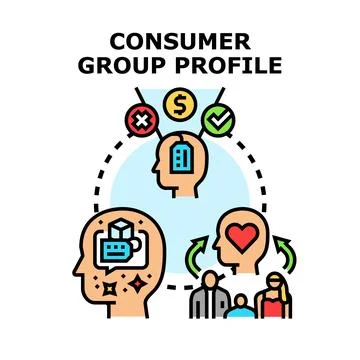 Consumer group profile analyzing target audience behavior Stock Illustration
