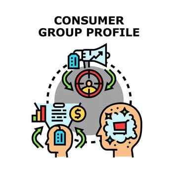 Consumer group profile understanding market segmentation Stock Illustration
