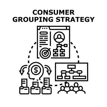 Consumer grouping strategy for market segmentation analysis Stock Illustration