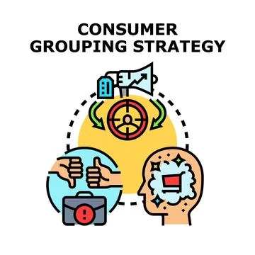 Consumer grouping strategy for market segmentation and analysis Illustrazione stock