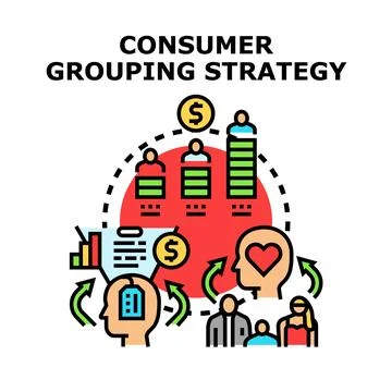 Consumer grouping strategy for market segmentation Stock Illustration