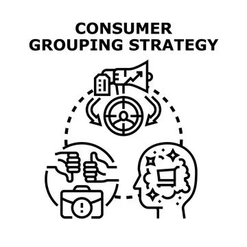 Consumer grouping strategy for market segmentation and analysis Illustrazione stock
