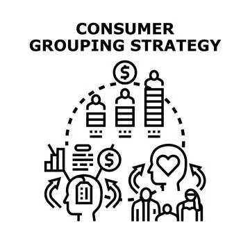 Consumer grouping strategy for market segmentation Illustrazione stock
