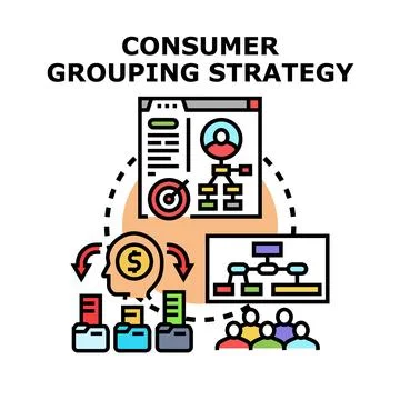 Consumer grouping strategy for market segmentation analysis Stock Illustration