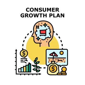 Consumer growth plan driving sales revenue and marketing success Illustrazione stock