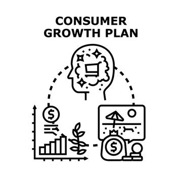 Consumer growth plan driving sales revenue and marketing success Stock Illustration