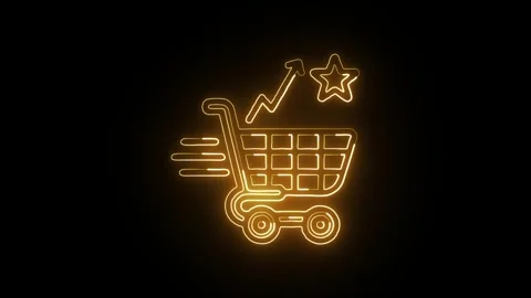 Consumer Icon Isolated on Black Background, Buyer Market Neon Line Animatio.. Stock Footage 324126252