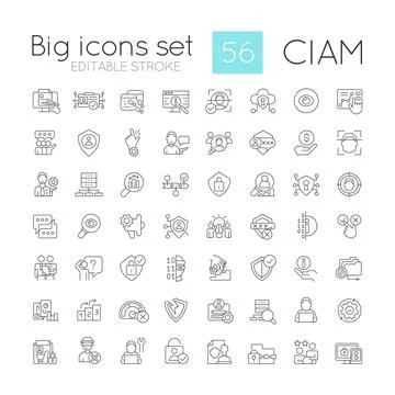 Consumer identity and access management linear icons set 스톡 일러스트