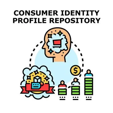 Consumer identity profile repository concept illustration Illustrazione stock