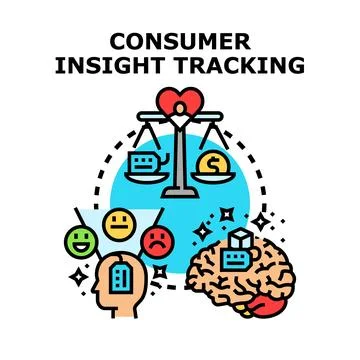 Consumer insight tracking analyzing customer needs and satisfaction Illustrazione stock