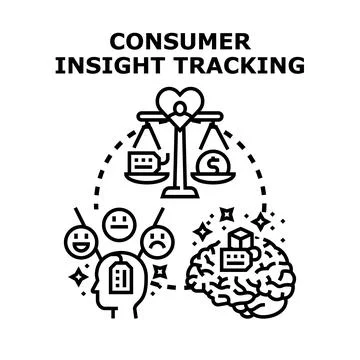 Consumer insight tracking analyzing customer needs and satisfaction Illustrazione stock