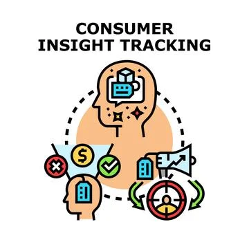 Consumer insight tracking process vector illustration Illustrazione stock