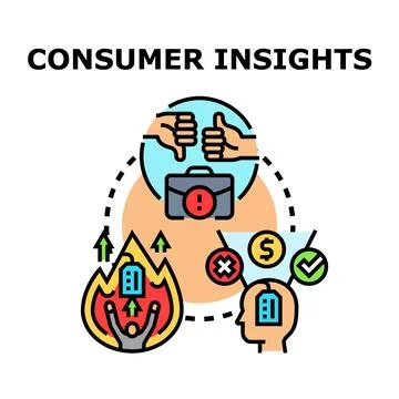 Consumer insights analysis evaluating customer feedback and business challeng Illustrazione stock