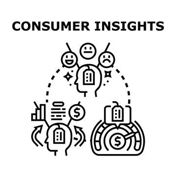 Consumer insights analysis identifying user sentiment and preferences Stock Illustration