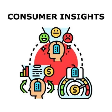 Consumer insights analysis identifying user sentiment and preferences Illustrazione stock