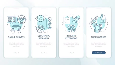 Consumer insights frameworks animated mobile app screens Stock Footage 337777456