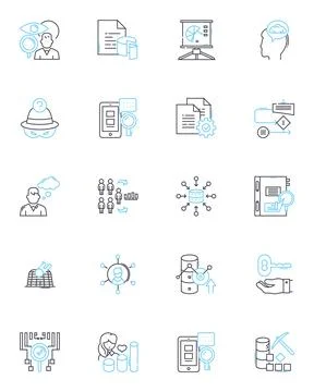 Consumer insights linear icons set. Preferences, Behavior, Attitudes, Perception Stock Illustration