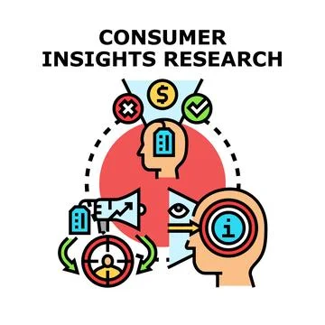 Consumer insights research process identifying market needs Stock Illustration