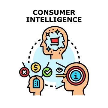Consumer intelligence analyzing market data and customer insights Illustrazione stock